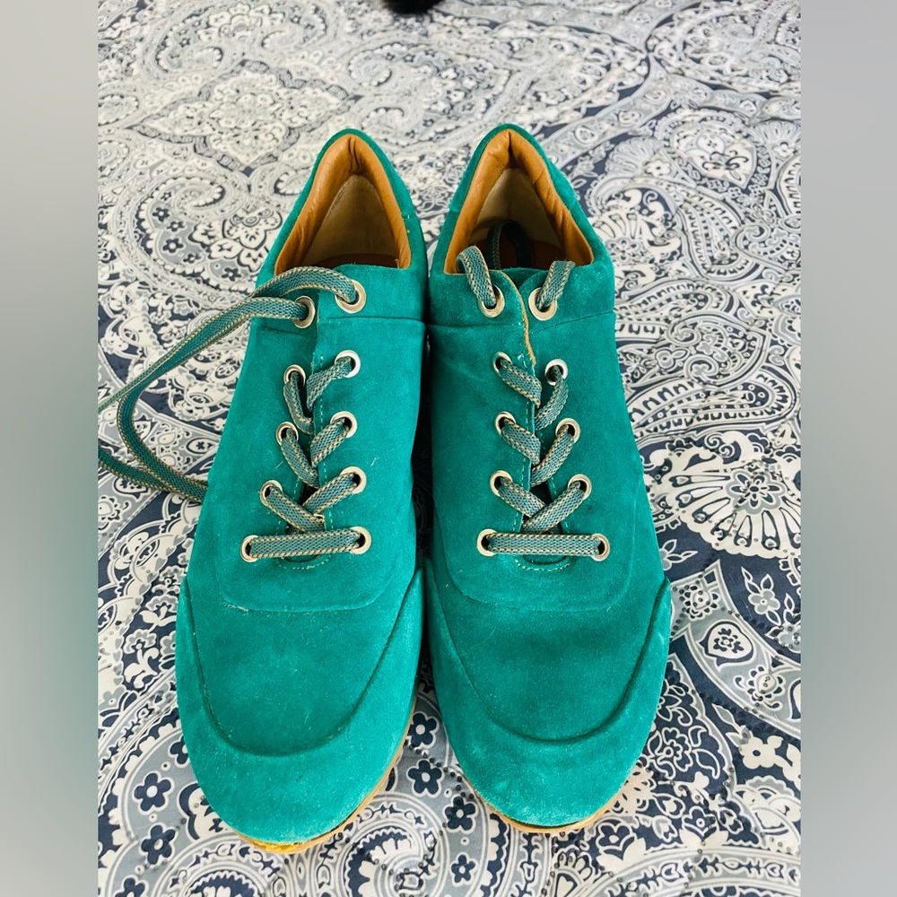 Max Mara teal running shoes